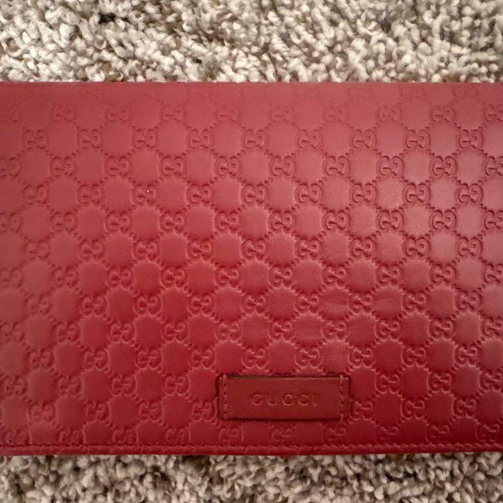 Gucci Red Embossed Leather Wallet